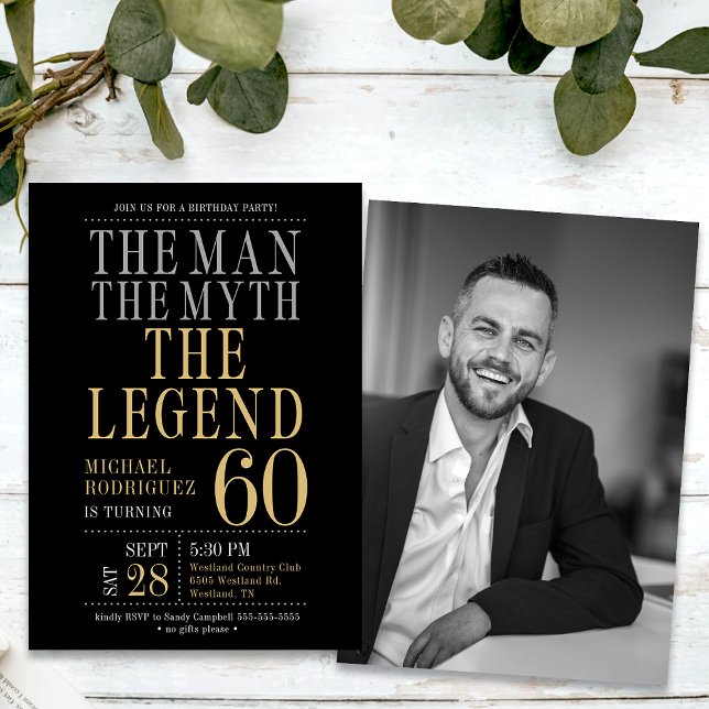 Invitación El hombre el mito la leyenda foto 60 cumpleaños (Subido por el creador)