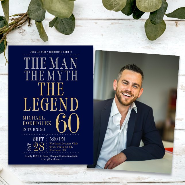 Invitación El hombre el mito la leyenda foto 60 cumpleaños (Subido por el creador)