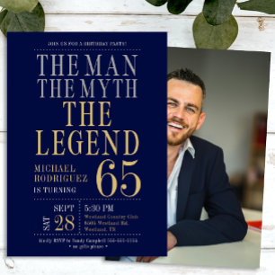Invitación El hombre el mito la leyenda foto 65 cumpleaños