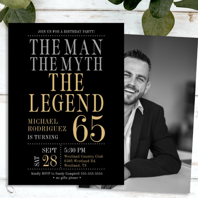 Invitación El hombre el mito la leyenda foto 65 cumpleaños (Subido por el creador)
