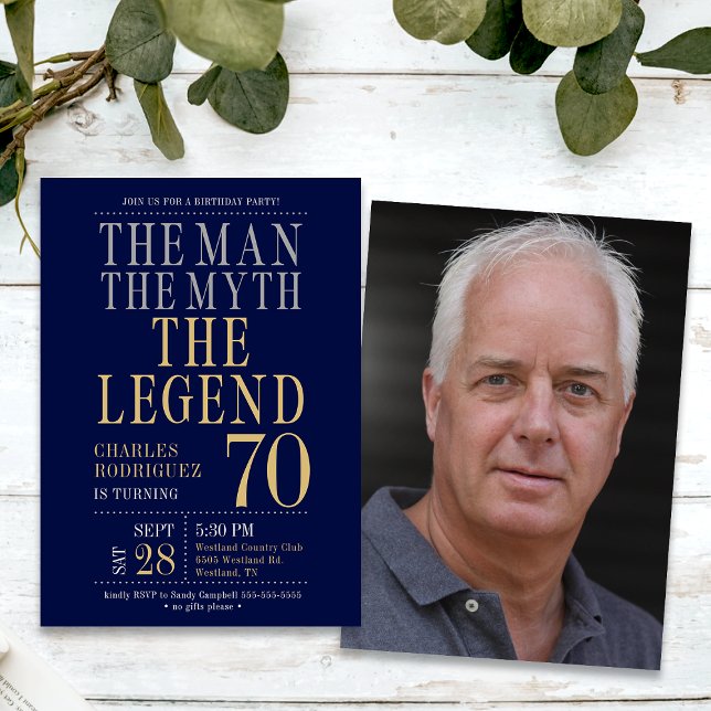 Invitación El hombre el mito la leyenda foto 70 cumpleaños (Subido por el creador)