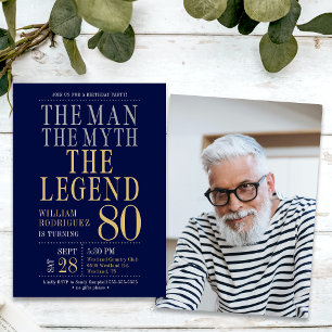 Invitación El hombre el mito la leyenda foto 80 cumpleaños
