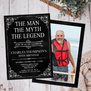 Invitación El hombre el mito la leyenda foto de cumpleaños 70