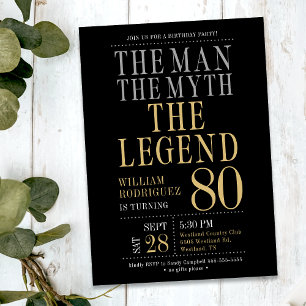 Invitación El hombre el mito la leyenda la fiesta de cumpleañ