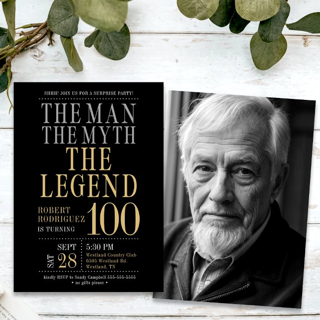 Invitación El Hombre El Mito La Leyenda Sorpresa 100 Cumpleañ (Subido por el creador)