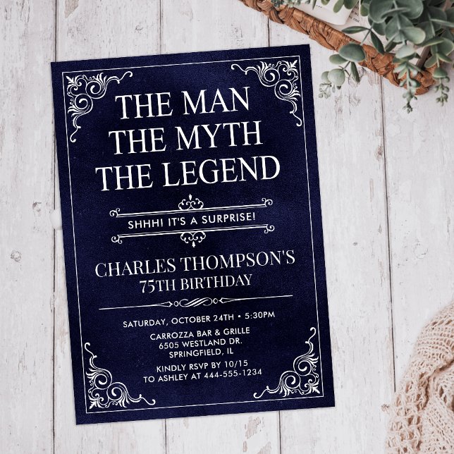 Invitación El Hombre El Mito La Leyenda Sorpresa 75 Cumpleaño (Subido por el creador)