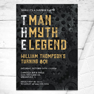 Invitación El Hombre El Mito La Leyenda Sorpresa 80 Cumpleaño