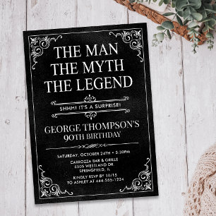 Invitación El Hombre El Mito La Leyenda Sorpresa 90 Cumpleaño