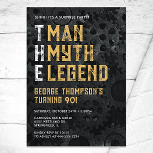 Invitación El Hombre El Mito La Leyenda Sorpresa 90 Cumpleaño