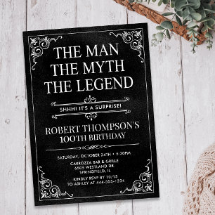 Invitación El Hombre El Mito La Leyenda Sorpresa Cumpleaños 1
