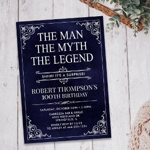 Invitación El Hombre El Mito La Leyenda Sorpresa Cumpleaños 1