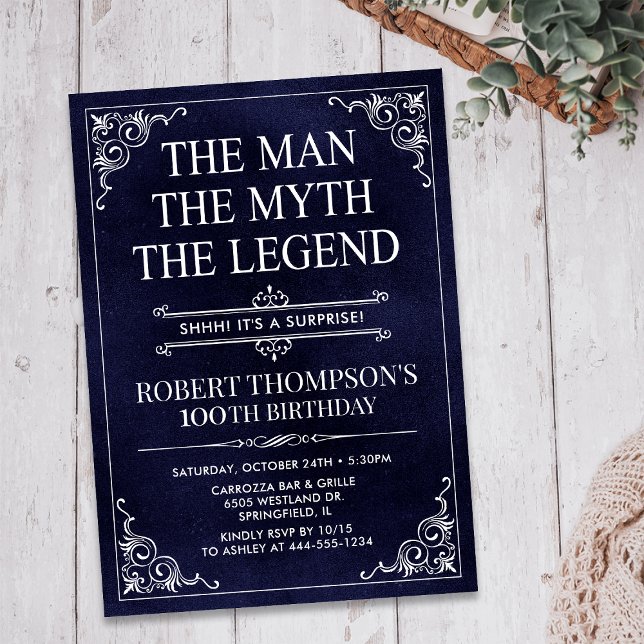 Invitación El Hombre El Mito La Leyenda Sorpresa Cumpleaños 1 (Subido por el creador)