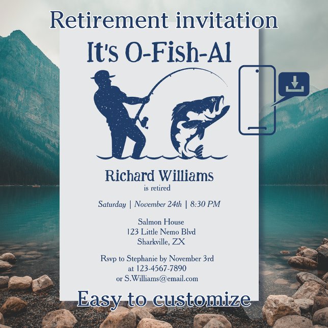 Invitación El hombre es Fiesta de retiro de pescadores pescad (Subido por el creador)
