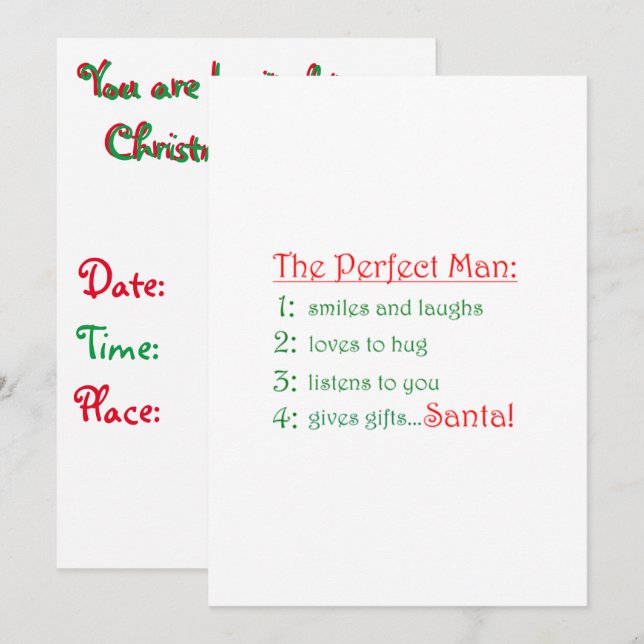 Invitación El hombre perfecto (Anverso / Reverso)