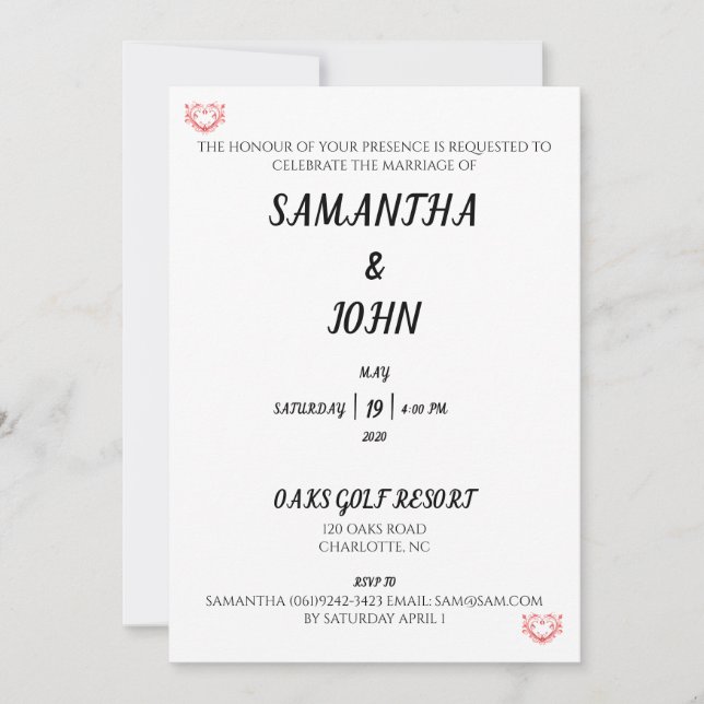 Invitación El Honor De Su Presencia (Anverso)