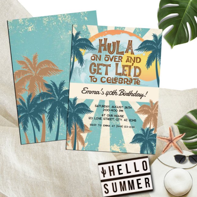 Invitación El Hula Tropical Retro Luau en Hawái en cumpleaños (Subido por el creador)