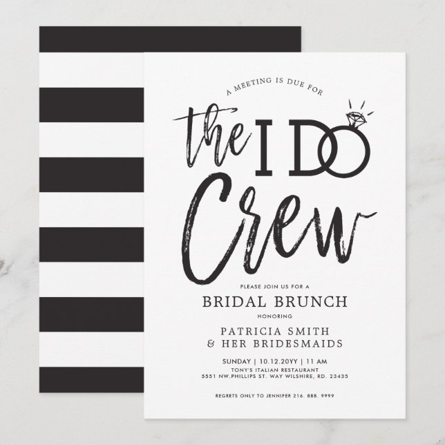 Invitación El I Do Crew | Desayuno de la Comitiva Nupcial (Anverso / Reverso)