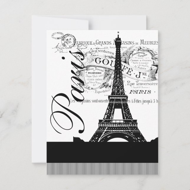 Invitación El ilustracion de la torre Eiffel de París del (Anverso)