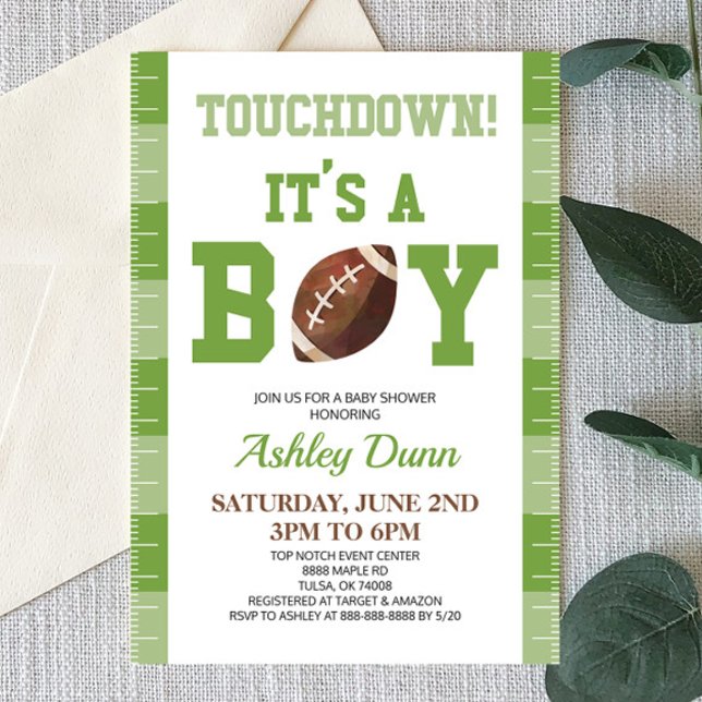 Invitación El impacto del fútbol en un joven Baby Shower verd (Subido por el creador)