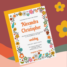 Invitación El inspirado Boda floral de Funky 70