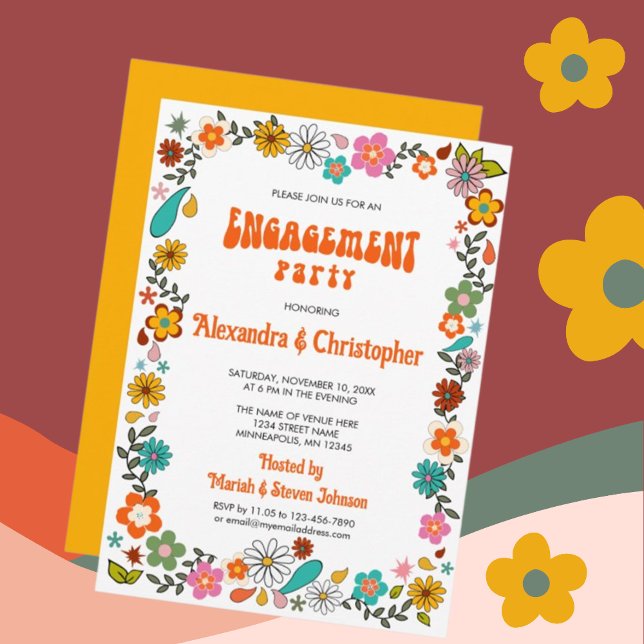Invitación El inspirado poder floral Funky Engagement (Subido por el creador)
