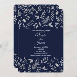 Invitación El invierno azul y plata deja al Boda botánico