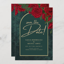 Invitación El invierno de las rosas rojas verde del bosque AH