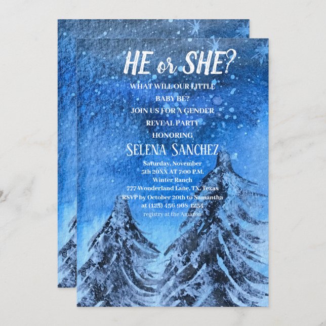 Invitación El invierno de Snowflake Wonderland Baby Shower (Anverso / Reverso)