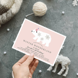 Invitación El invierno del oso polar Wonderland cumpleaños ro