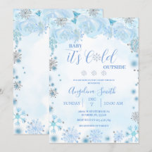 El invierno frío fuera del Baby Shower Blue Snowfl