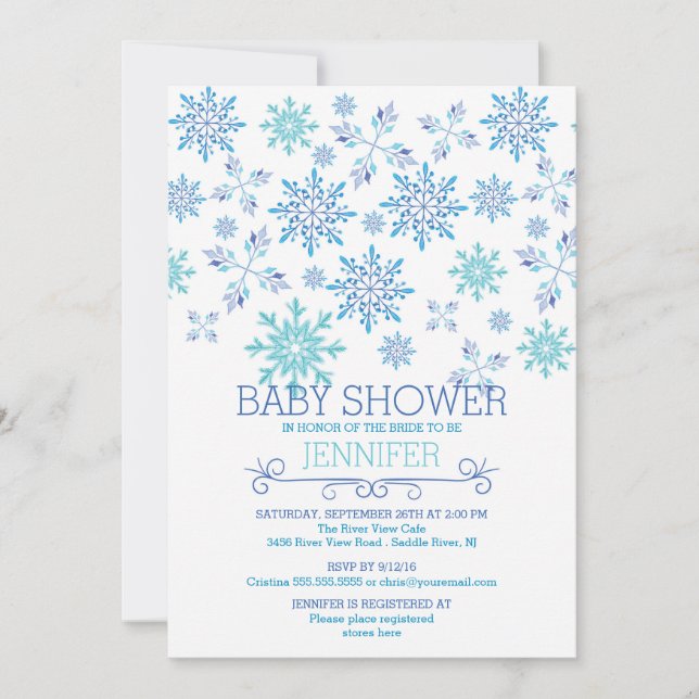 Invitación El invierno moderno hace nevadas en Baby Shower ne (Anverso)