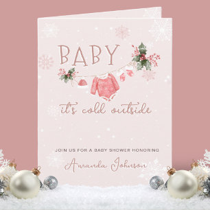 Invitación El invierno rosado es frío fuera de Baby Shower