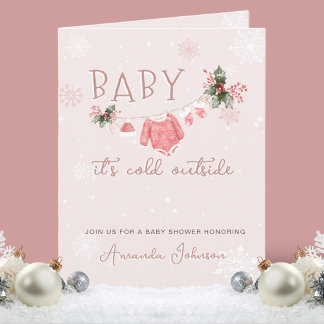 Invitación El invierno rosado es frío fuera de Baby Shower
