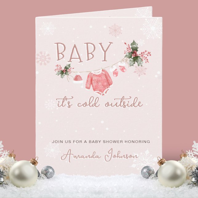 Invitación El invierno rosado es frío fuera de Baby Shower (Subido por el creador)