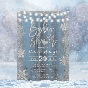 Invitación El invierno ruso copo de nieve Dusty Blue Baby Sho