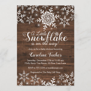 Invitación El invierno rústico y el Baby Shower copado de nie