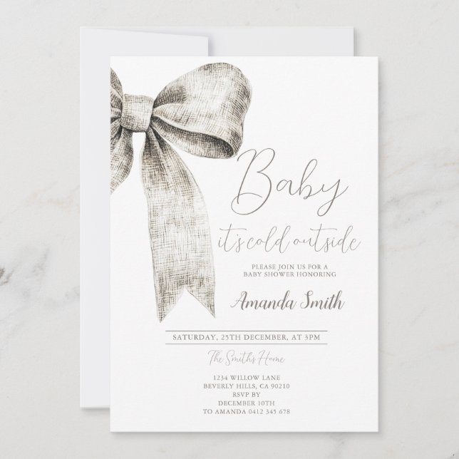 Invitación El invierno Silver Bow empata los copos de nieve d (Anverso)