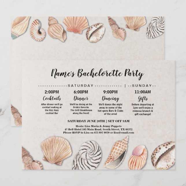 Invitación El itinerario nupcial de la ducha descasca la boda (Anverso / Reverso)