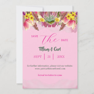 Invitación El Jardín Botánico Floral Pink Save-The Date