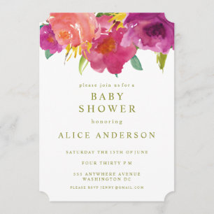 Invitación El jardín floral Baby Shower de la acuarela invita