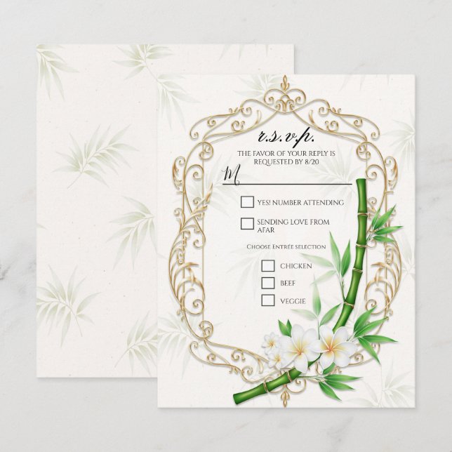 Invitación El jardín imperial de bambú tropical R.S.V.P. (Anverso / Reverso)