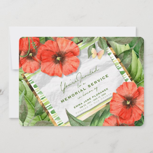 Invitación El jardín rojo de la amapola pone verde la (Anverso)