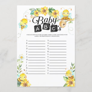 Invitación El juego de Bee Baby Shower Baby ABC