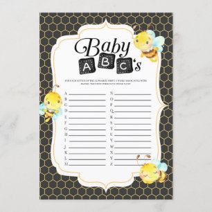 Invitación El juego de Bee Baby Shower Baby ABC