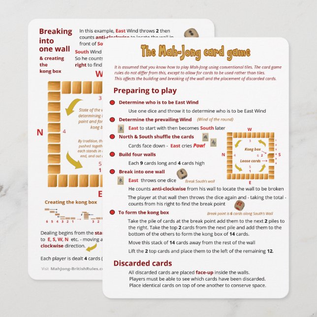 Invitación El juego de cartas Mah-Jong - Diferencias (Anverso / Reverso)