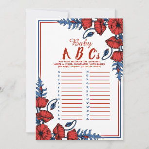 Invitación El juego del bebé ABC con la flor de la amapola Ba