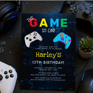 Invitación ¡El Juego Está Encendido! Cumpleaños de Juego de V