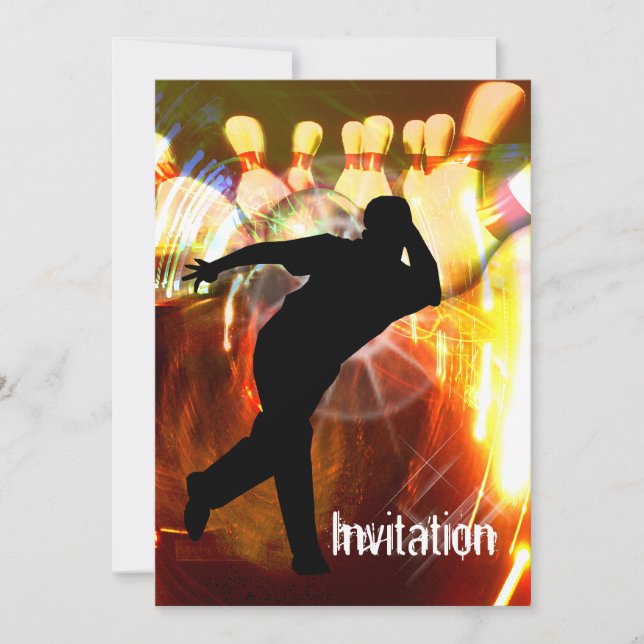 Invitación El jugador de bolos con una explosión de la huelga (Anverso)