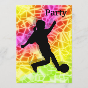 Invitación El jugador de fútbol en mosaico fluorescente