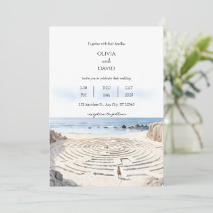 Invitación El Laberinto Costero De La Playa Junto Al Boda Oce